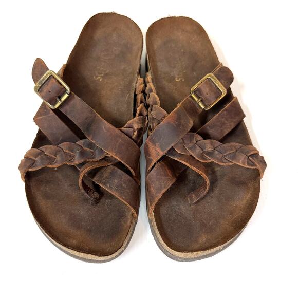 WHITE MOUNTAIN Footbeds Sandals Size 9 Leather Hippie Boho Summer Festival Braid - Picture 2 of 10